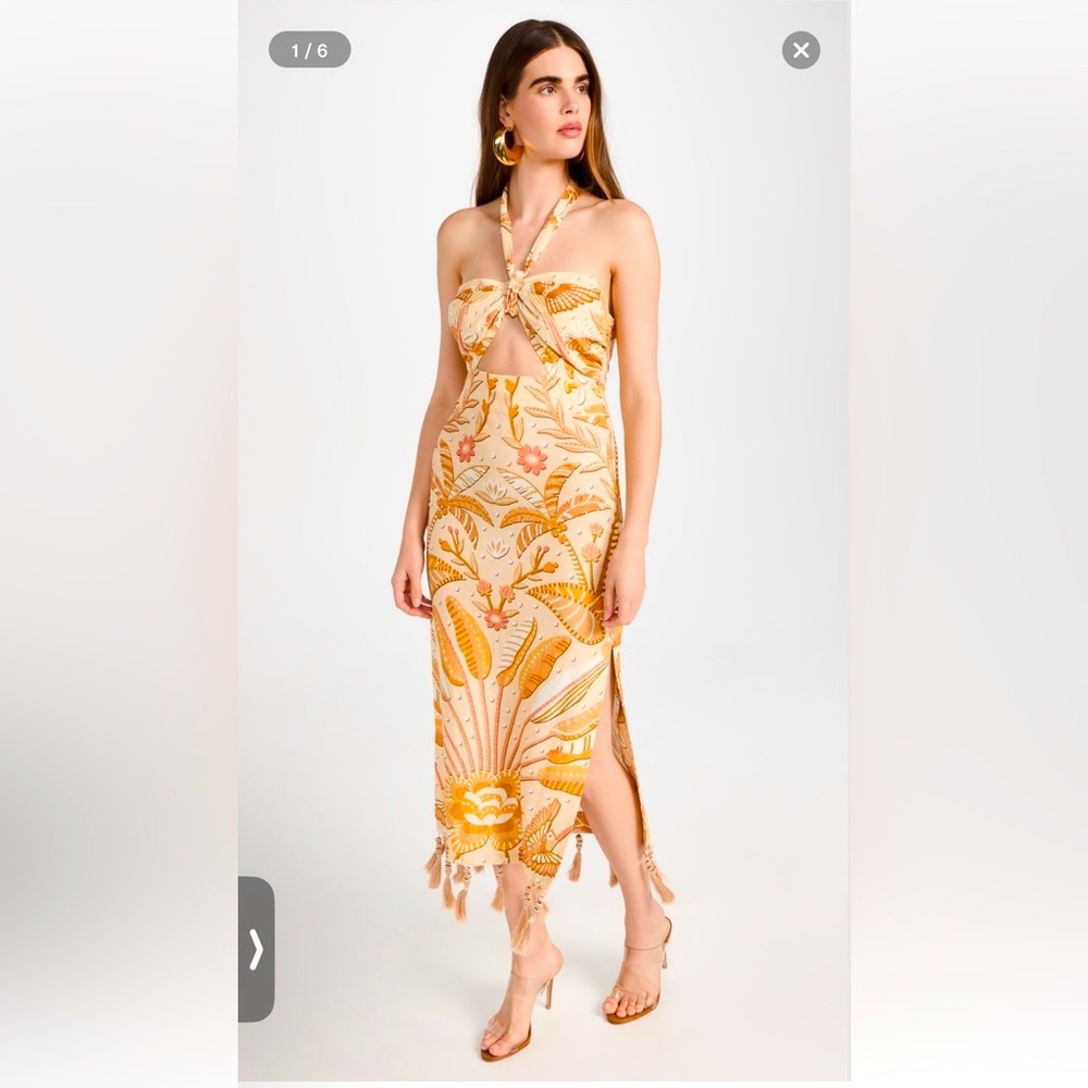 NWT Farm Rio Jungle Chic Sand Midi Dress